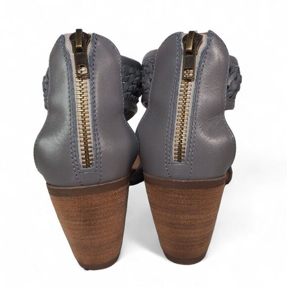 Sundance Demeter Hillside Woven Leather Heeled Sandals Bluish Grey Women's 7/37 - Picture 5 of 10